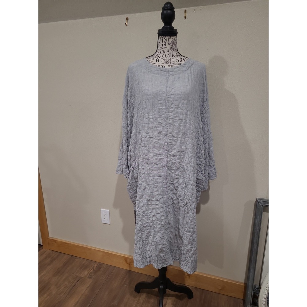 GREI. New York LagonLook Women 3 US L relaxed gray Crinkle Texture Tunic pockets